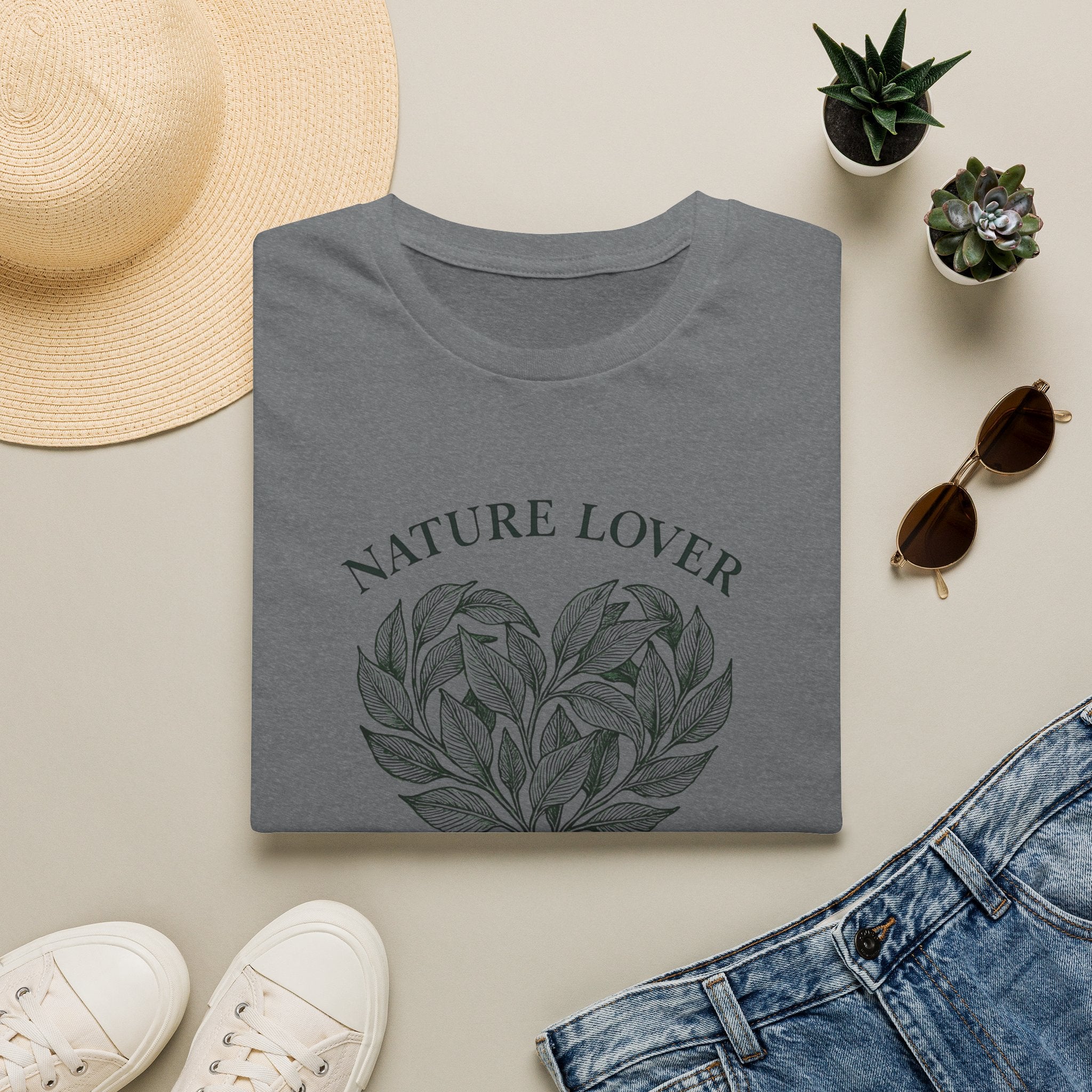 Nature Lover T-Shirt — Botanical Heart Graphic Tee