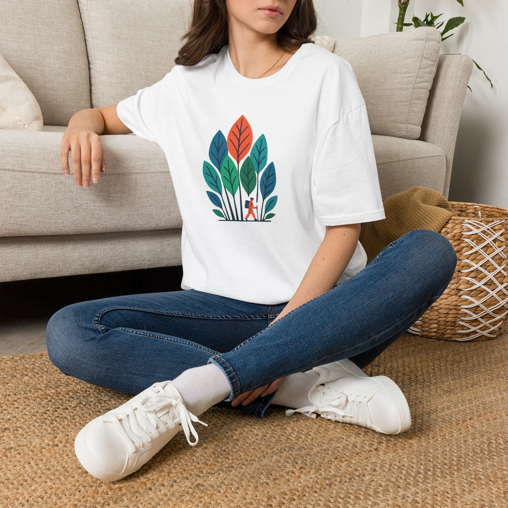 Nature Walk T‑Shirt — Minimal Leaf Forest Graphic Tee