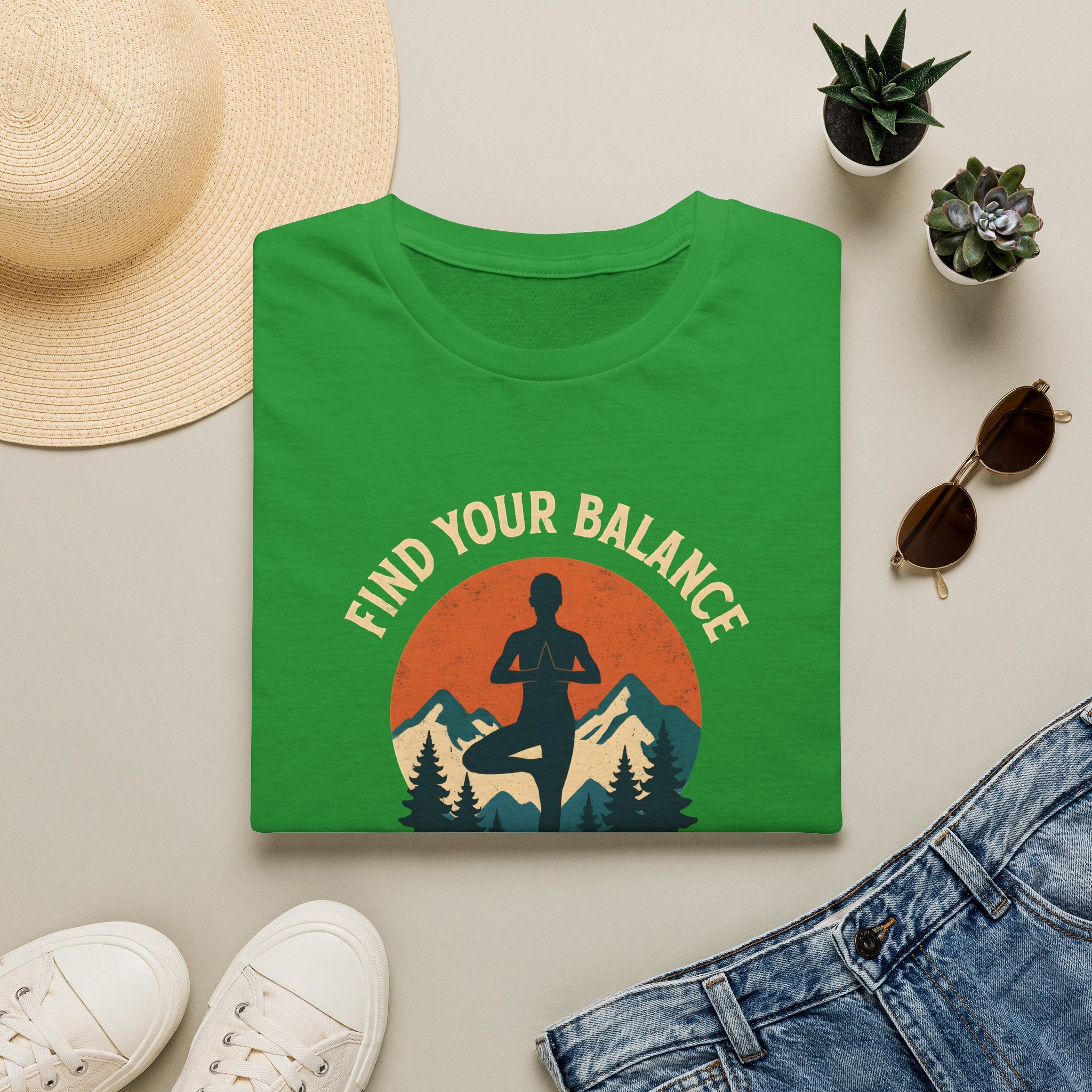 Find Your Balance Yoga T‑Shirt — Mountain Meditation Tee