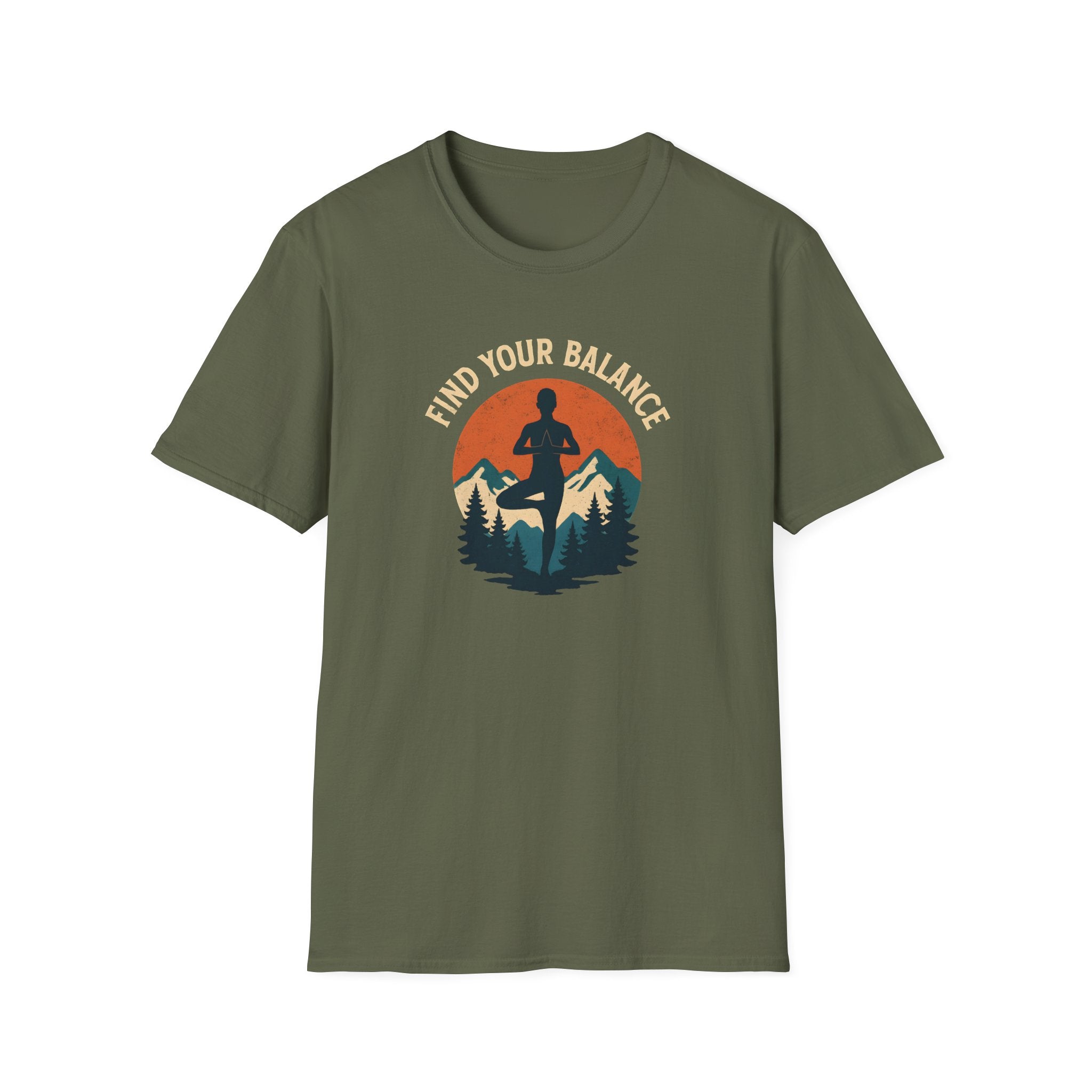 Find Your Balance Yoga T‑Shirt — Mountain Meditation Tee