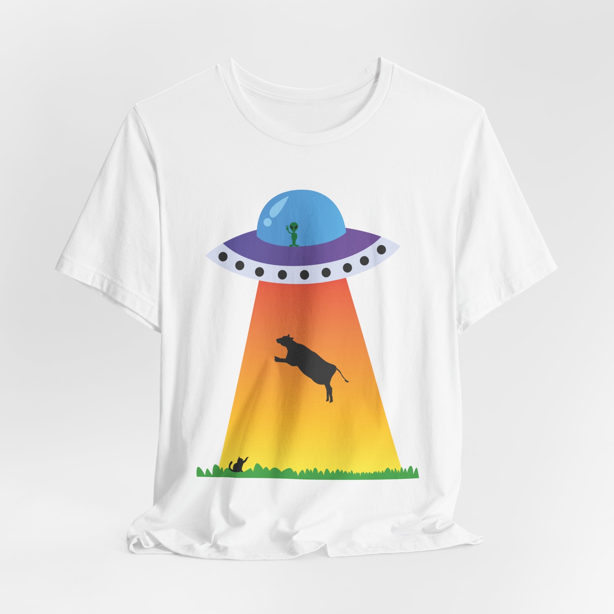 UFO Abduction Cow Tee | Alien Spaceship Tractor Beam T-Shirt