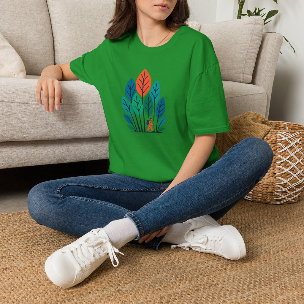 Nature Walk T‑Shirt — Minimal Leaf Forest Graphic Tee