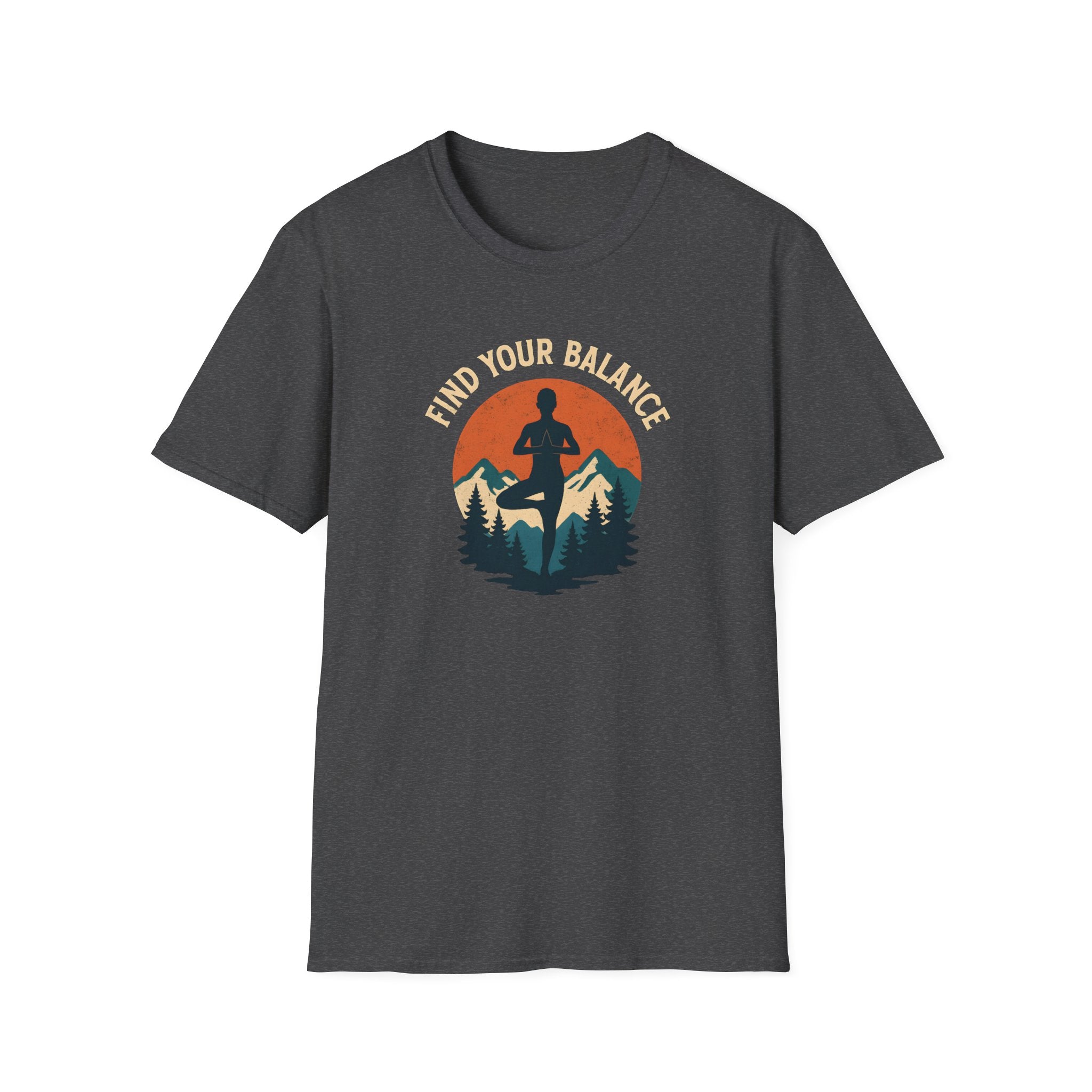 Find Your Balance Yoga T‑Shirt — Mountain Meditation Tee