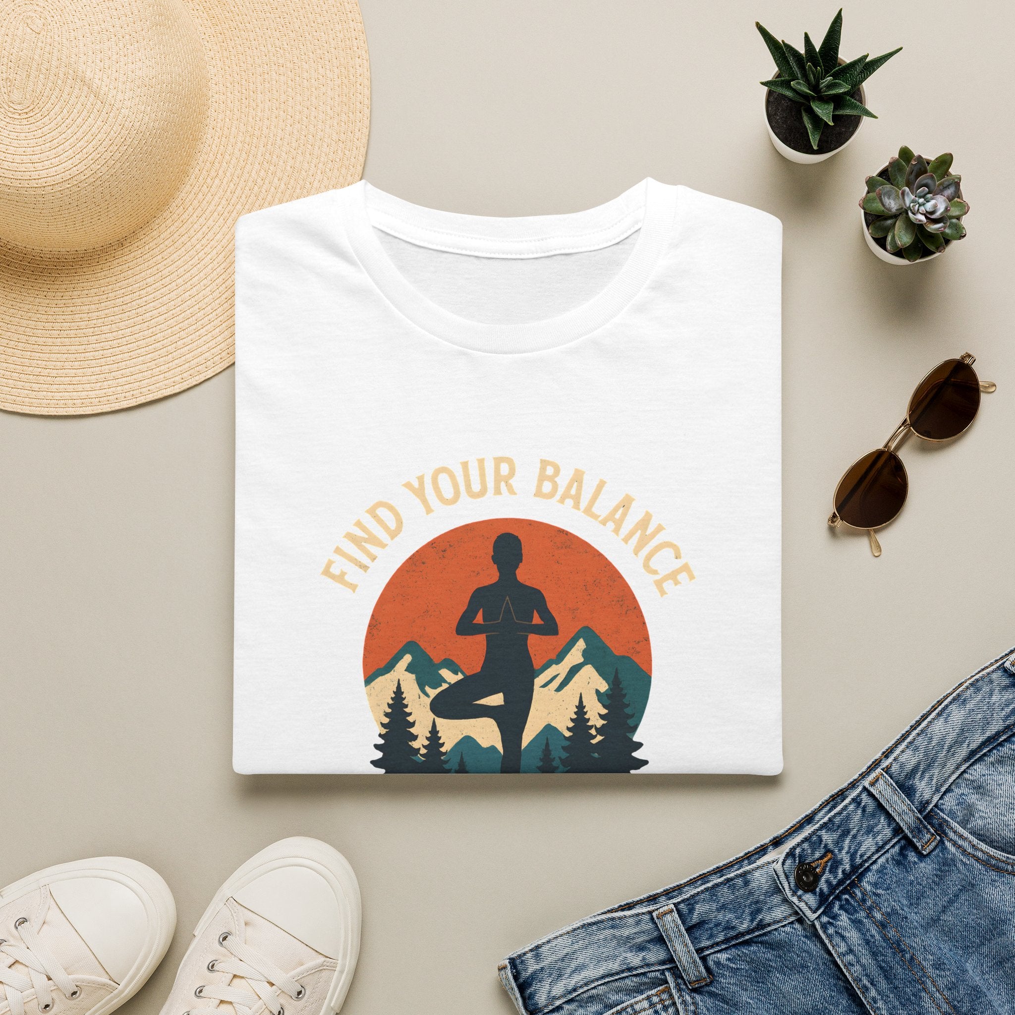 Find Your Balance Yoga T‑Shirt — Mountain Meditation Tee