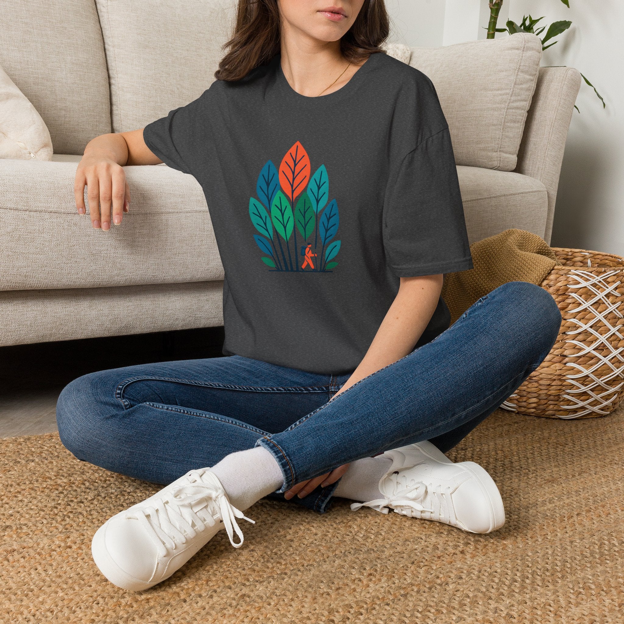 Nature Walk T‑Shirt — Minimal Leaf Forest Graphic Tee