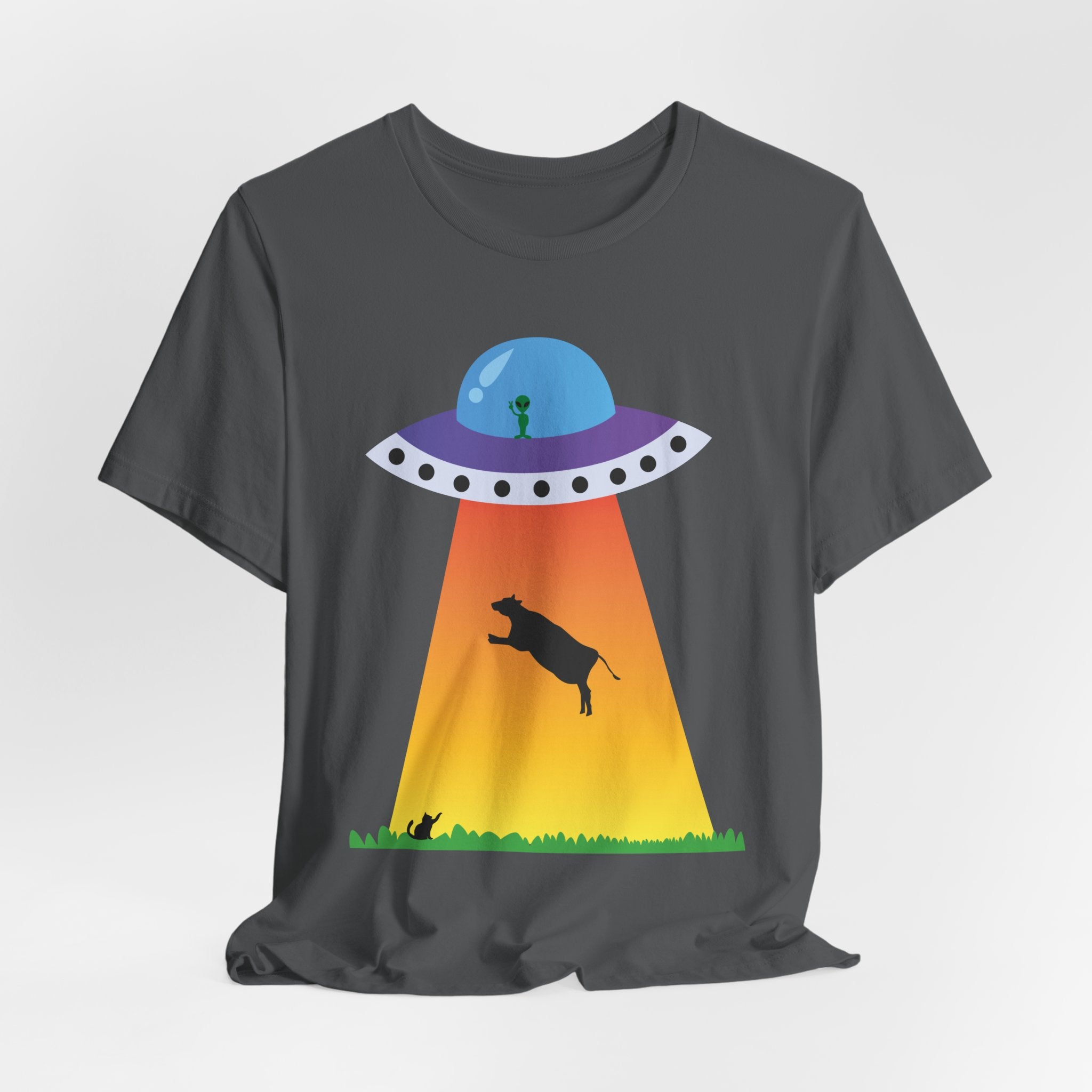 UFO Abduction Cow Tee | Alien Spaceship Tractor Beam T-Shirt