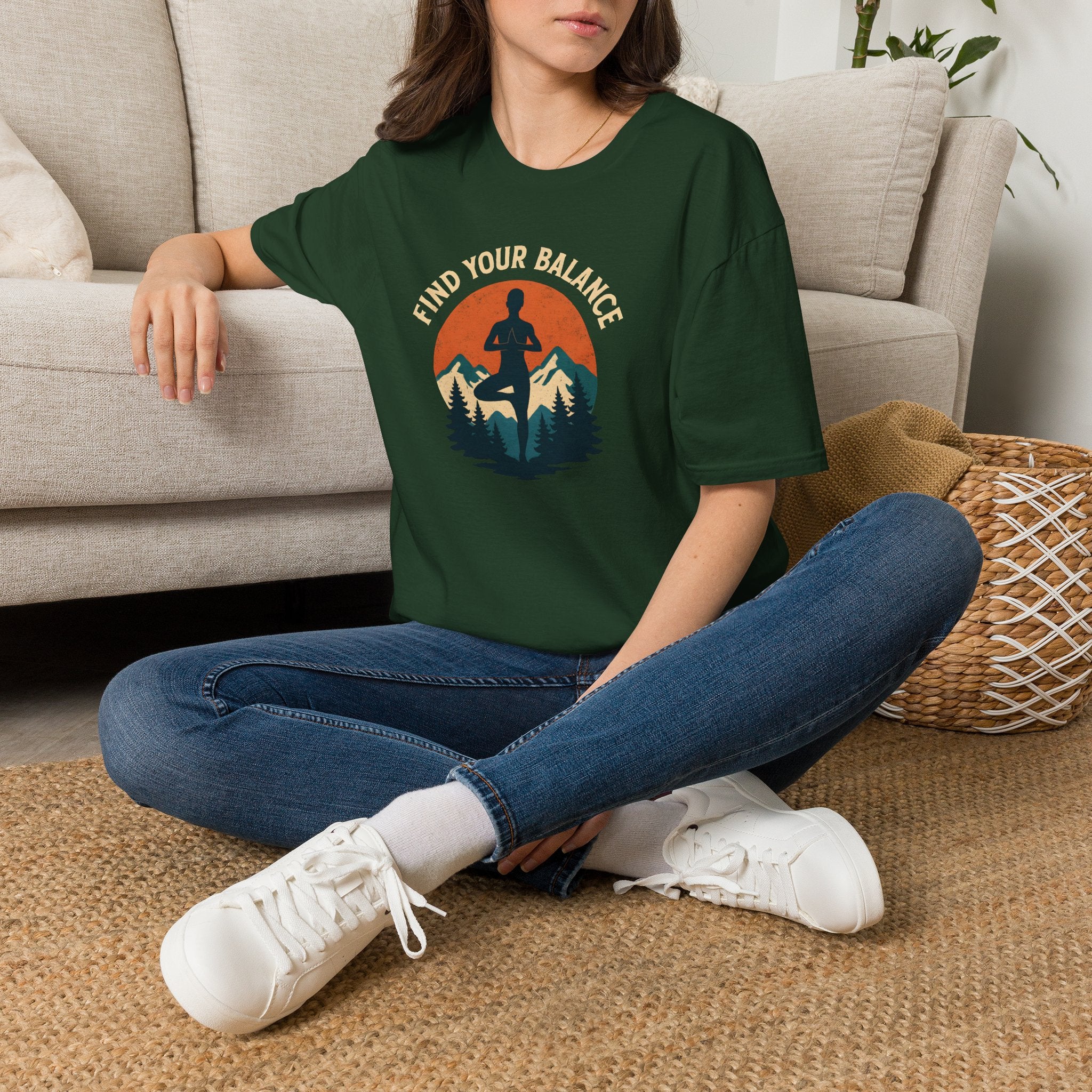 Find Your Balance Yoga T‑Shirt — Mountain Meditation Tee