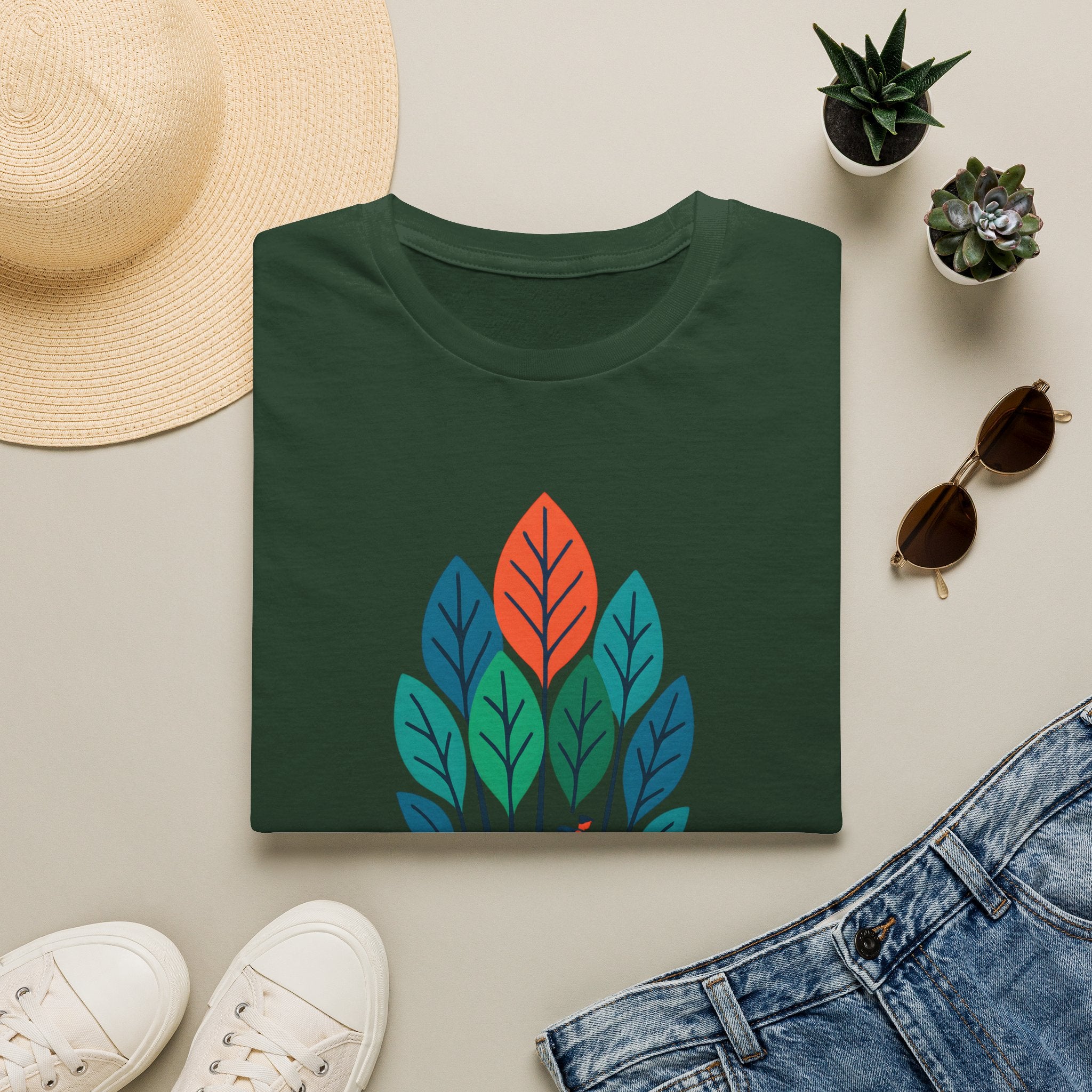 Nature Walk T‑Shirt — Minimal Leaf Forest Graphic Tee
