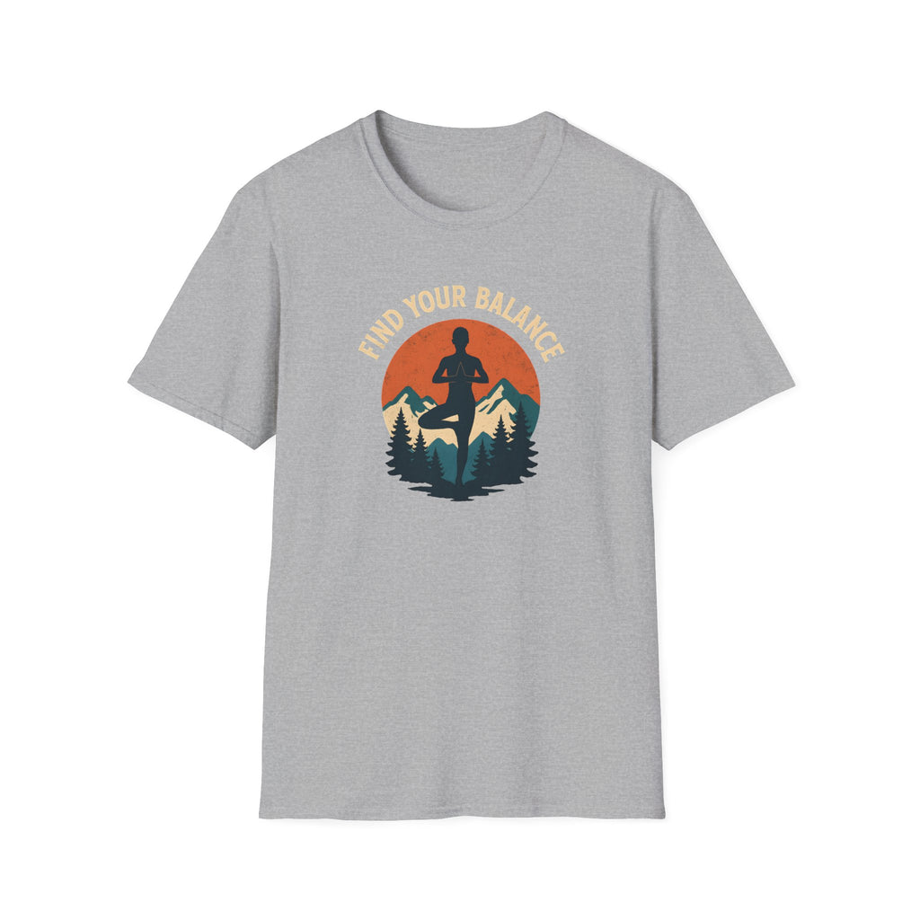 Find Your Balance Yoga T‑Shirt — Mountain Meditation Tee