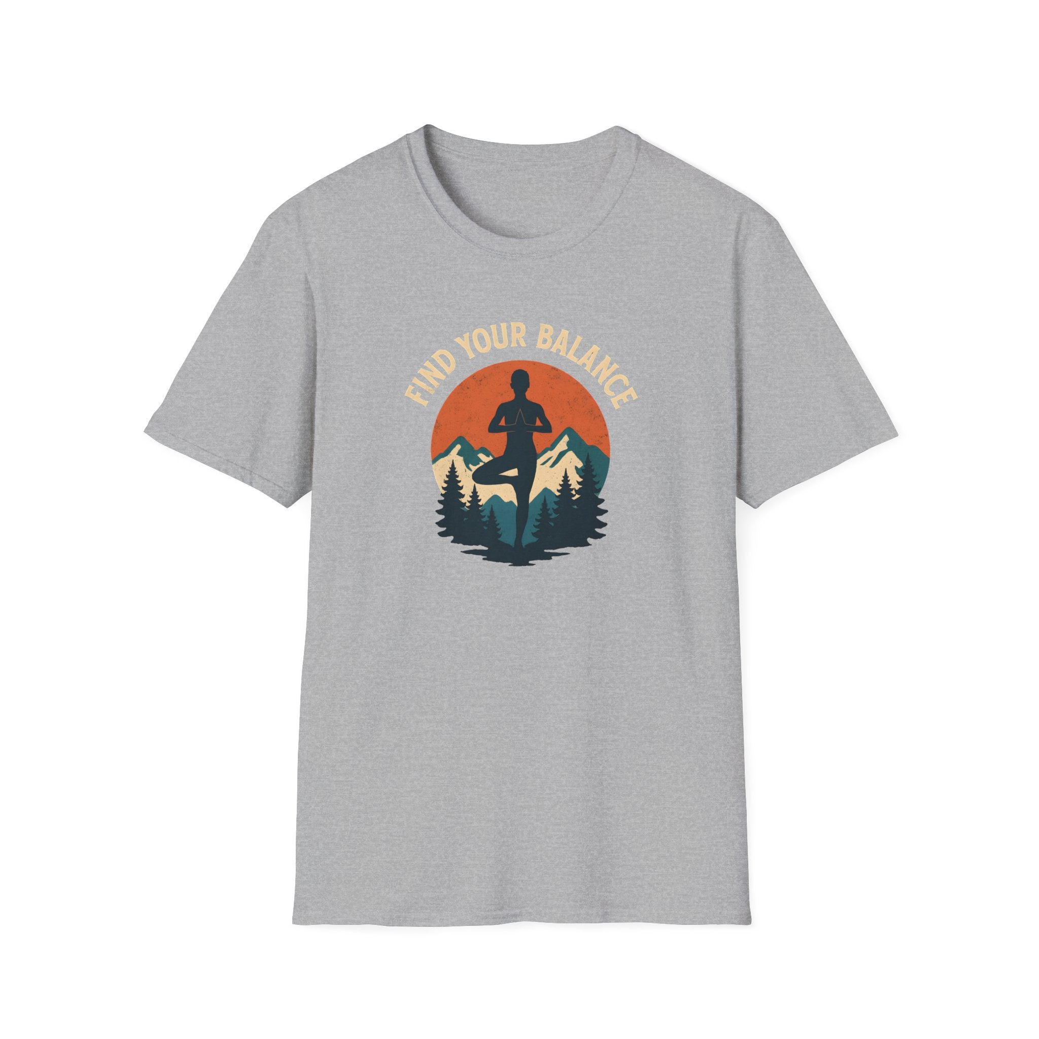 Find Your Balance Yoga T‑Shirt — Mountain Meditation Tee