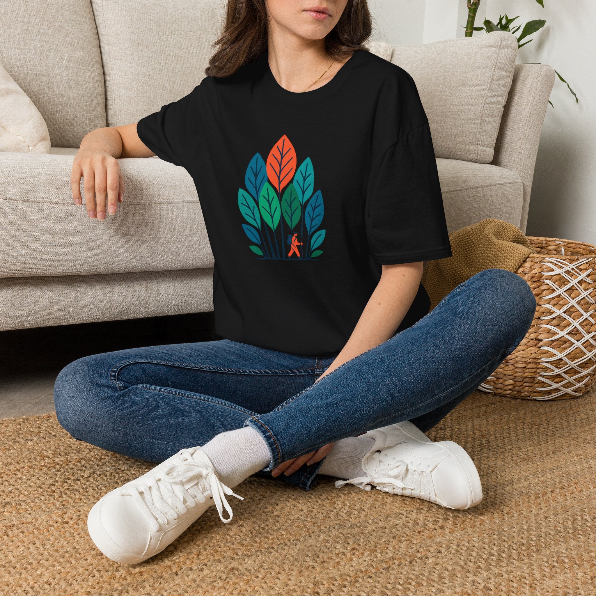 Nature Walk T‑Shirt — Minimal Leaf Forest Graphic Tee