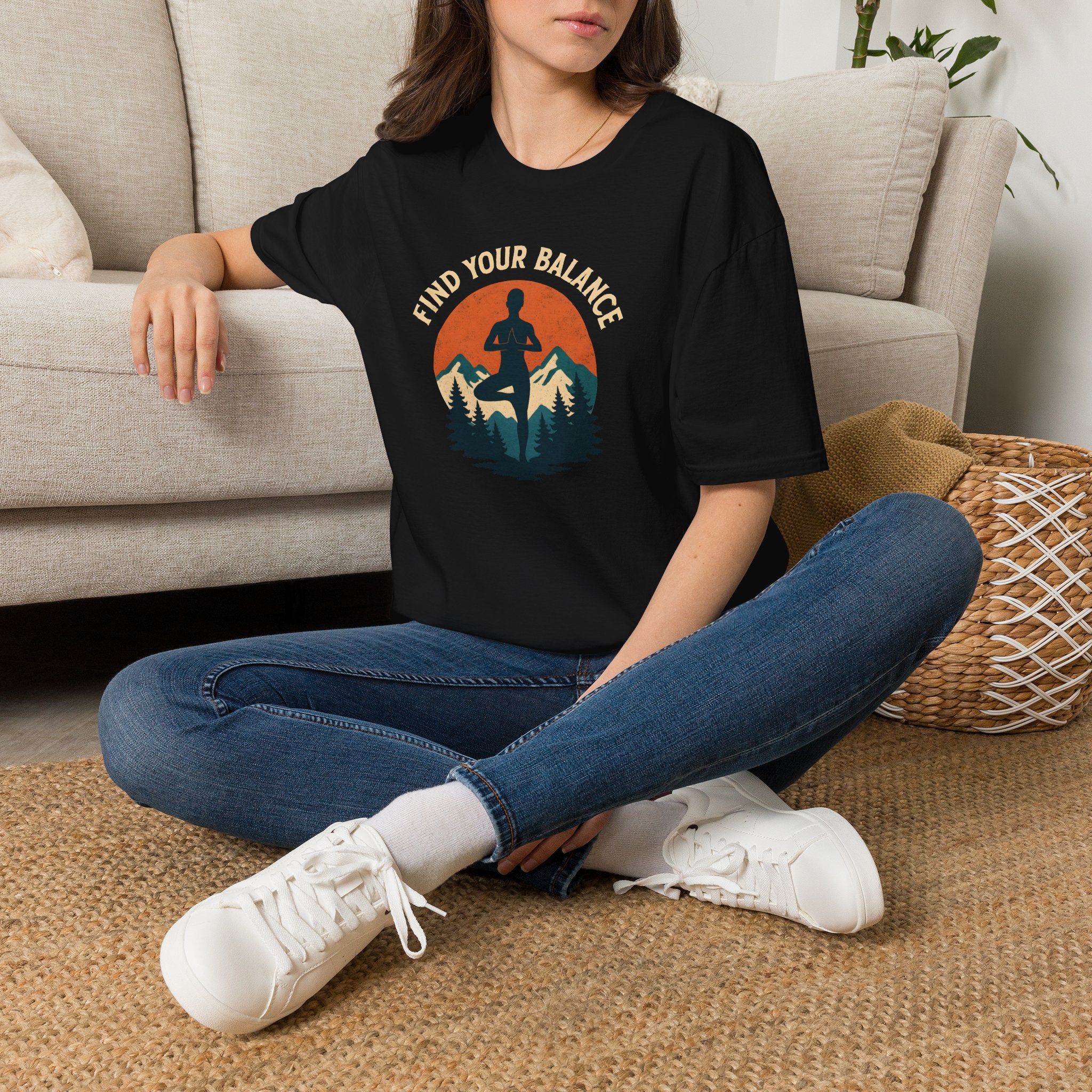 Find Your Balance Yoga T‑Shirt — Mountain Meditation Tee