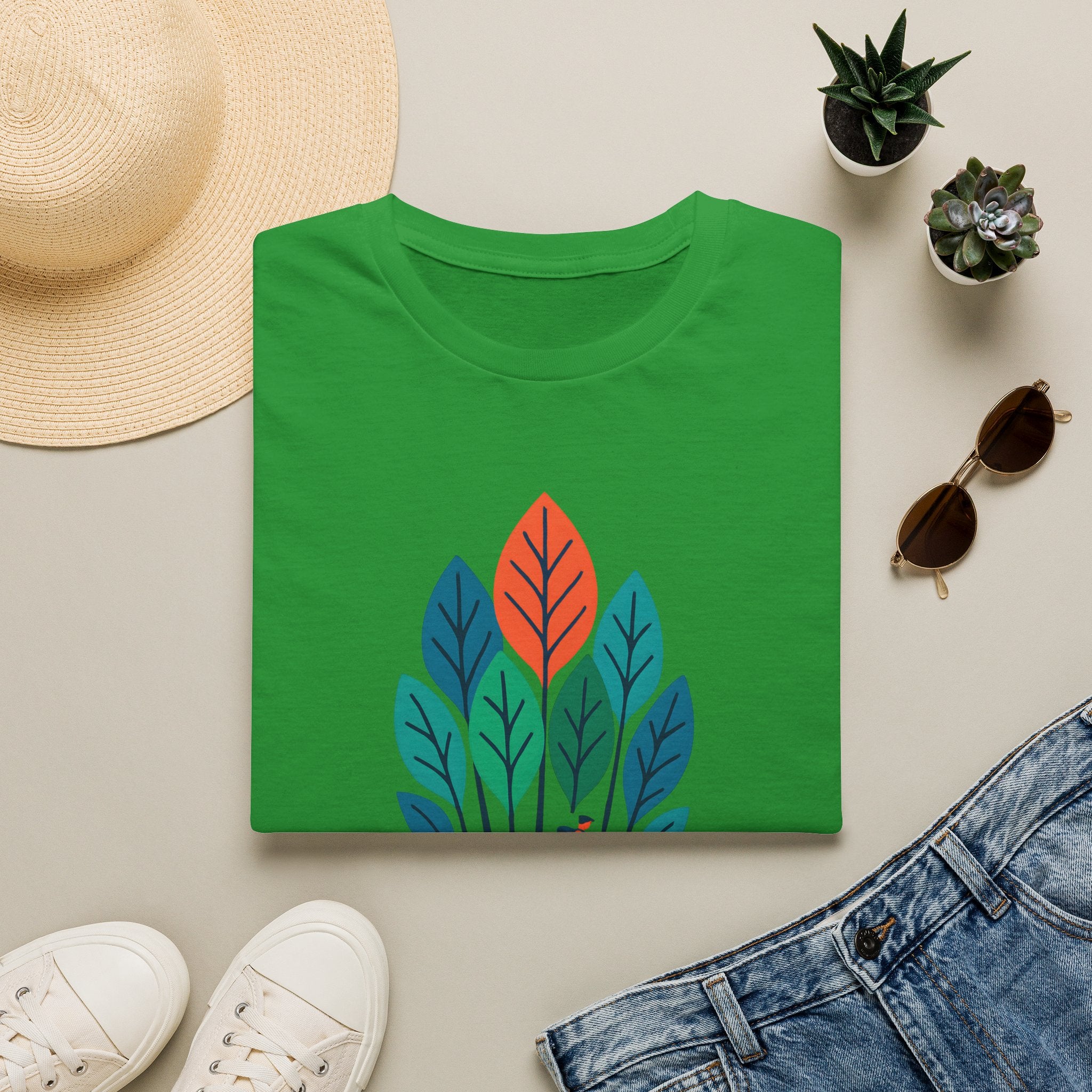 Nature Walk T‑Shirt — Minimal Leaf Forest Graphic Tee