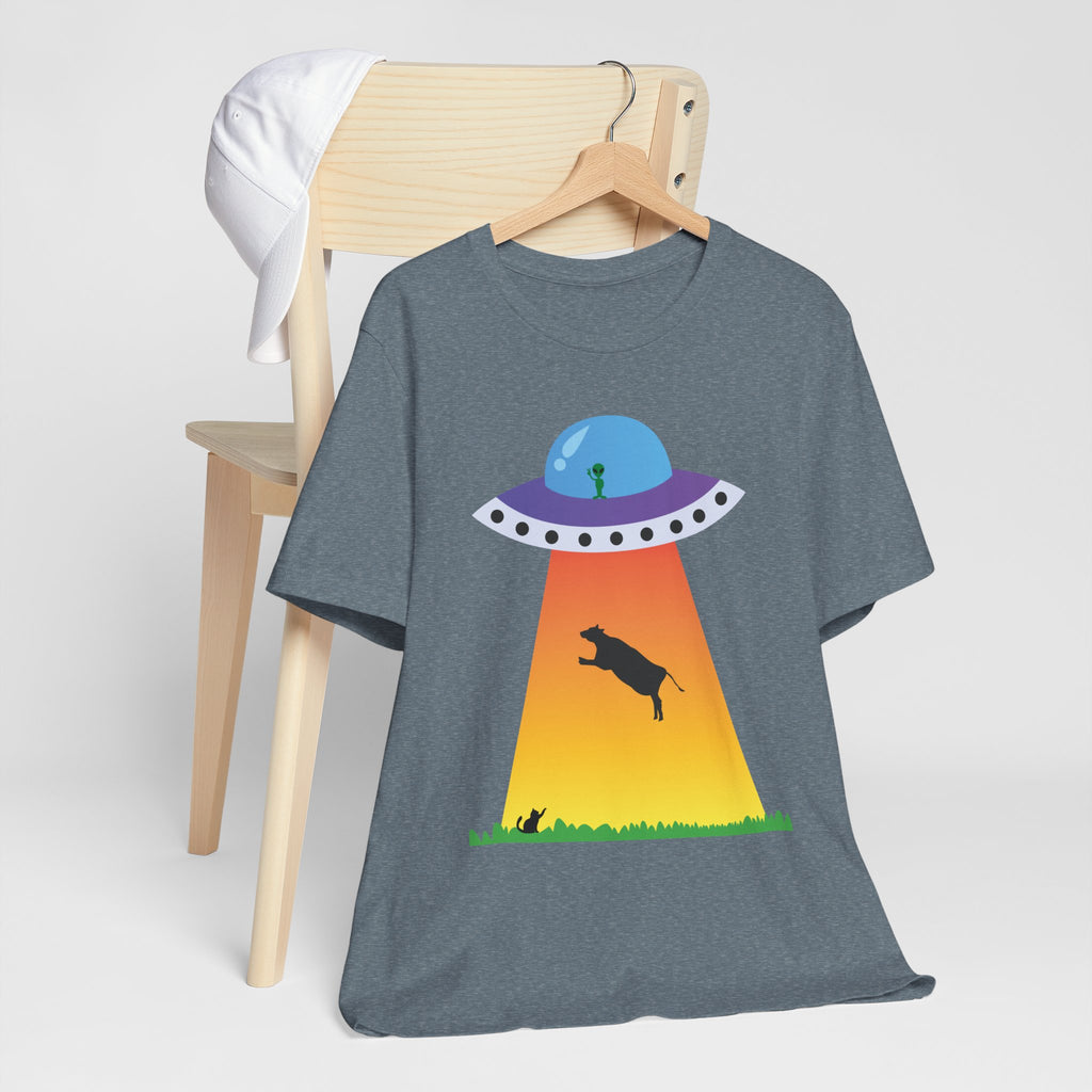 UFO Abduction Cow Tee | Alien Spaceship Tractor Beam T-Shirt