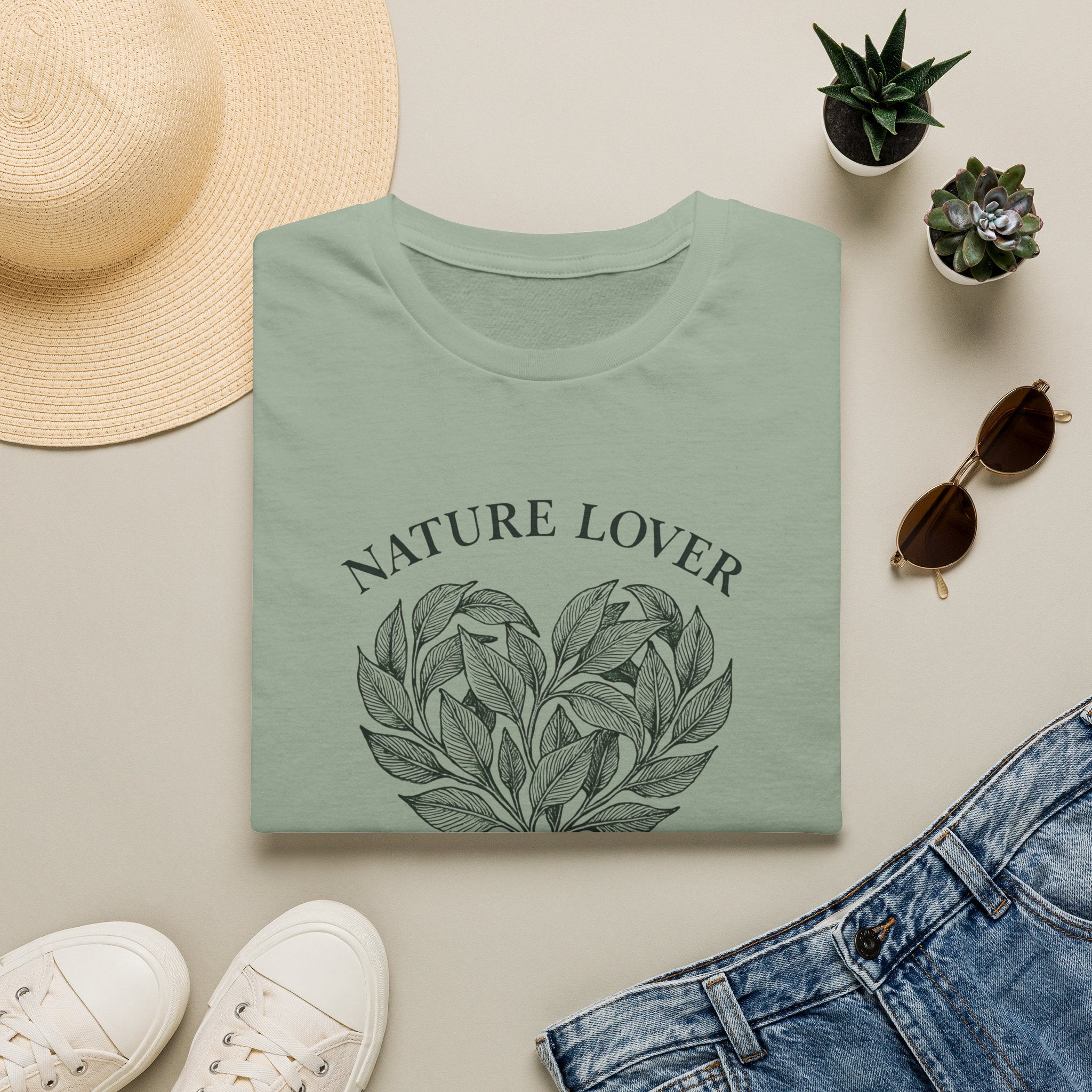 Nature Lover T-Shirt — Botanical Heart Graphic Tee