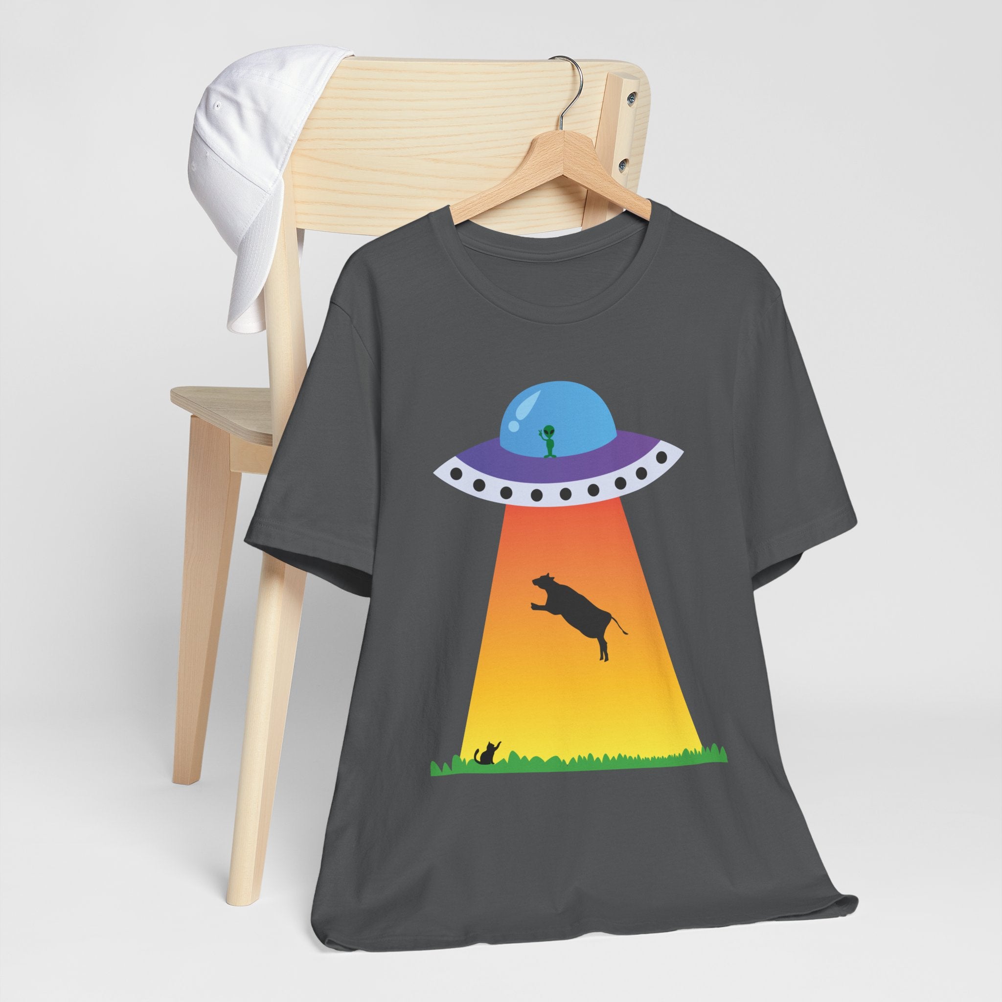 UFO Abduction Cow Tee | Alien Spaceship Tractor Beam T-Shirt