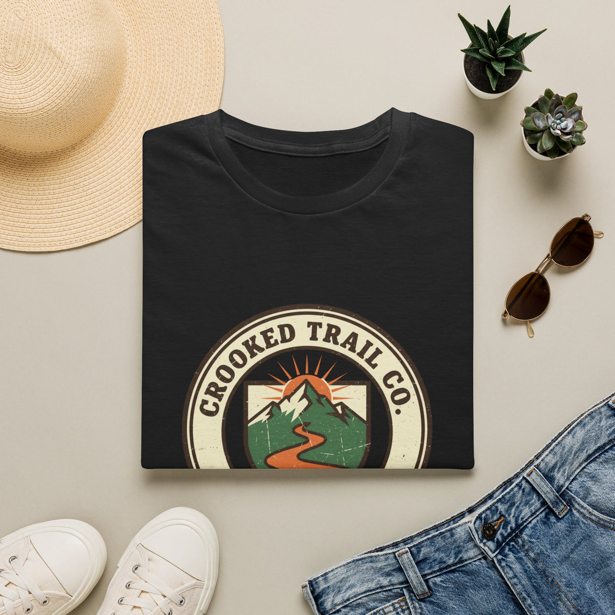 Crooked Trail Co. Graphic Tee — Retro Mountain Hiking T-Shirt