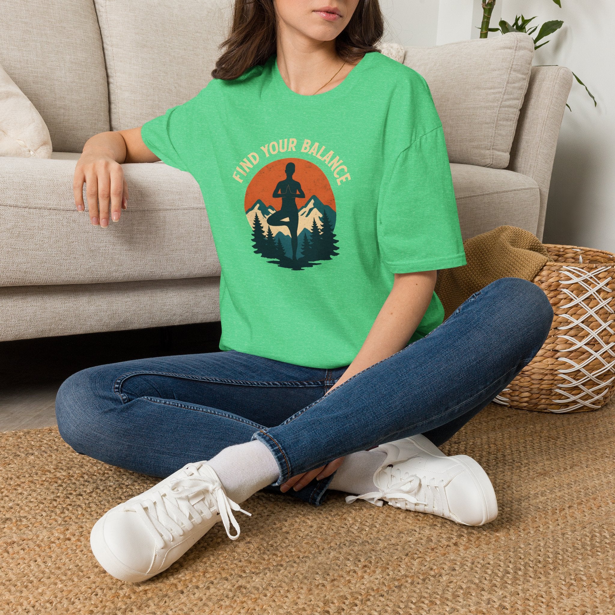 Find Your Balance Yoga T‑Shirt — Mountain Meditation Tee