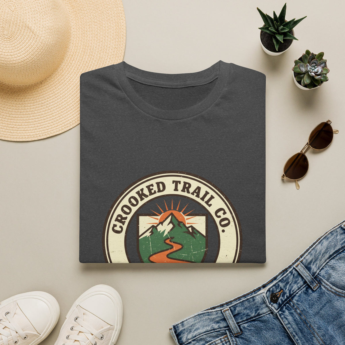 Crooked Trail Co. Graphic Tee — Retro Mountain Hiking T-Shirt