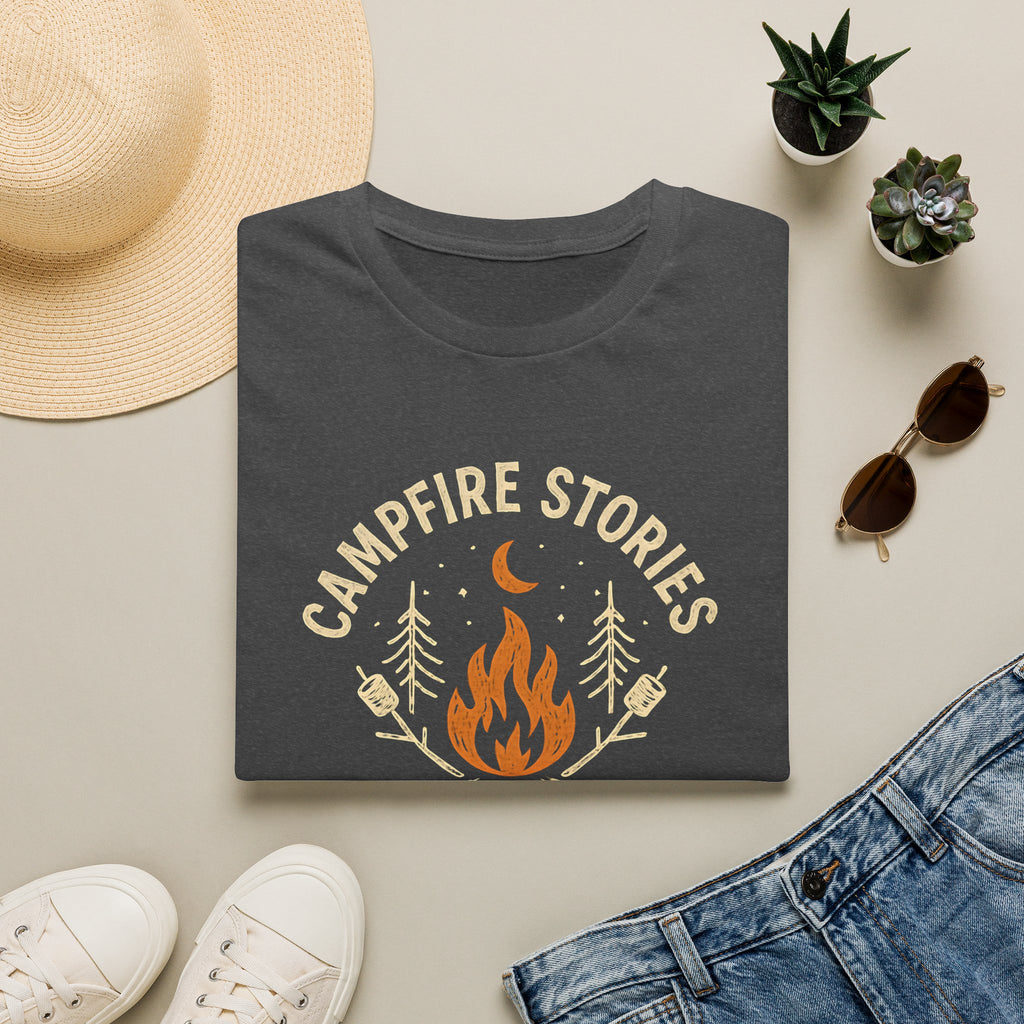 Campfire Stories T-Shirt — Cozy Retro Fire & Moon Graphic Tee