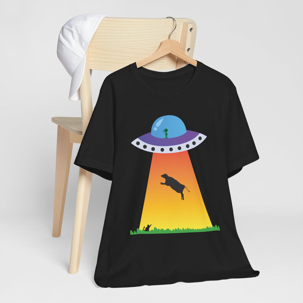 UFO Abduction Cow Tee | Alien Spaceship Tractor Beam T-Shirt