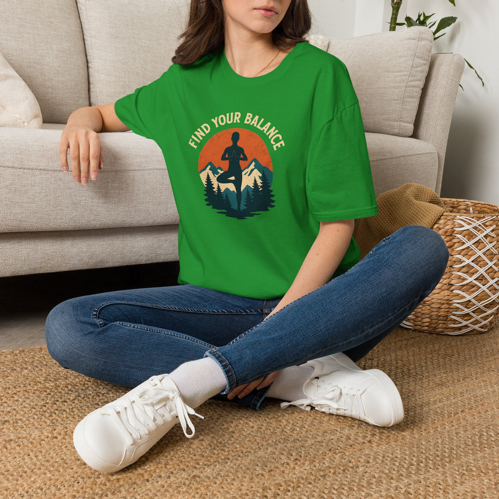 Find Your Balance Yoga T‑Shirt — Mountain Meditation Tee