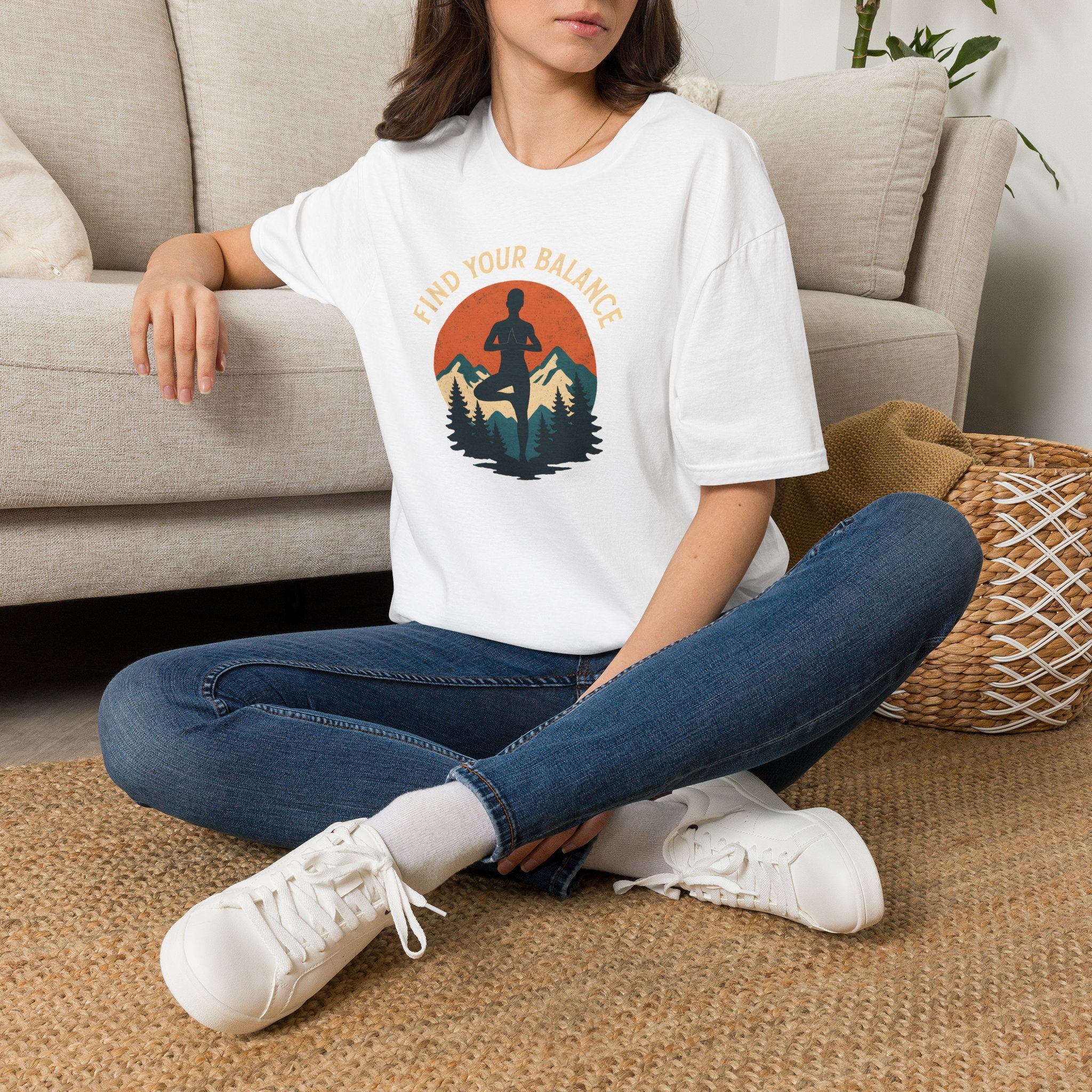 Find Your Balance Yoga T‑Shirt — Mountain Meditation Tee