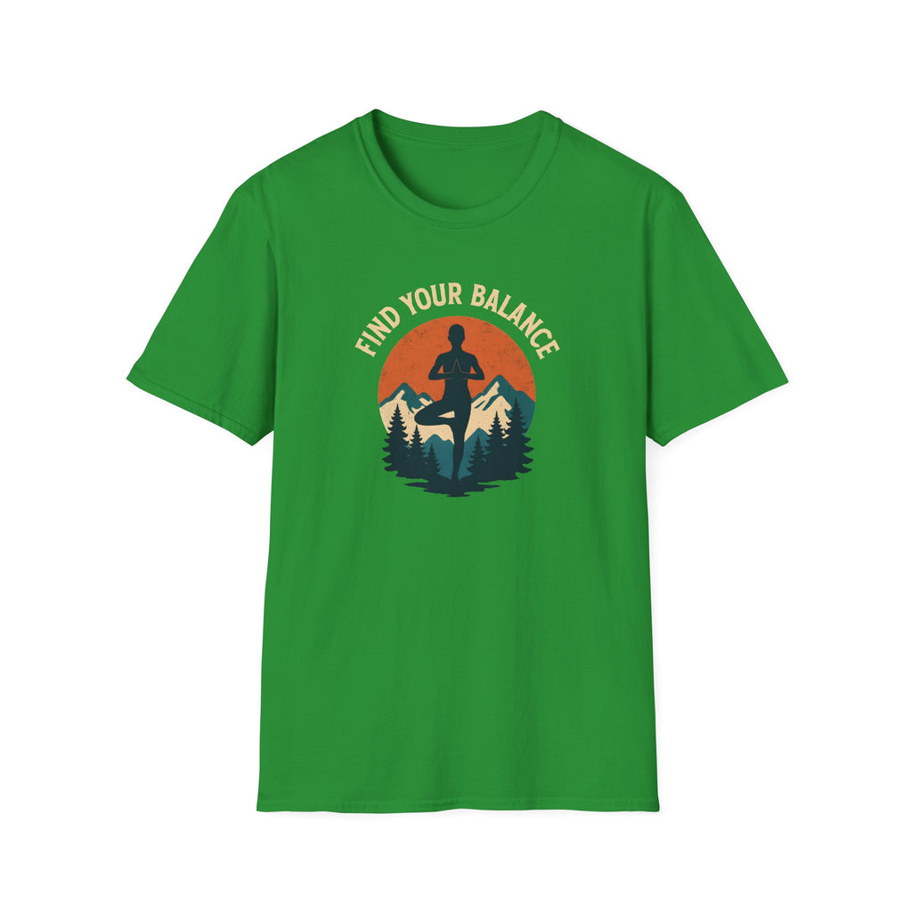 Find Your Balance Yoga T‑Shirt — Mountain Meditation Tee