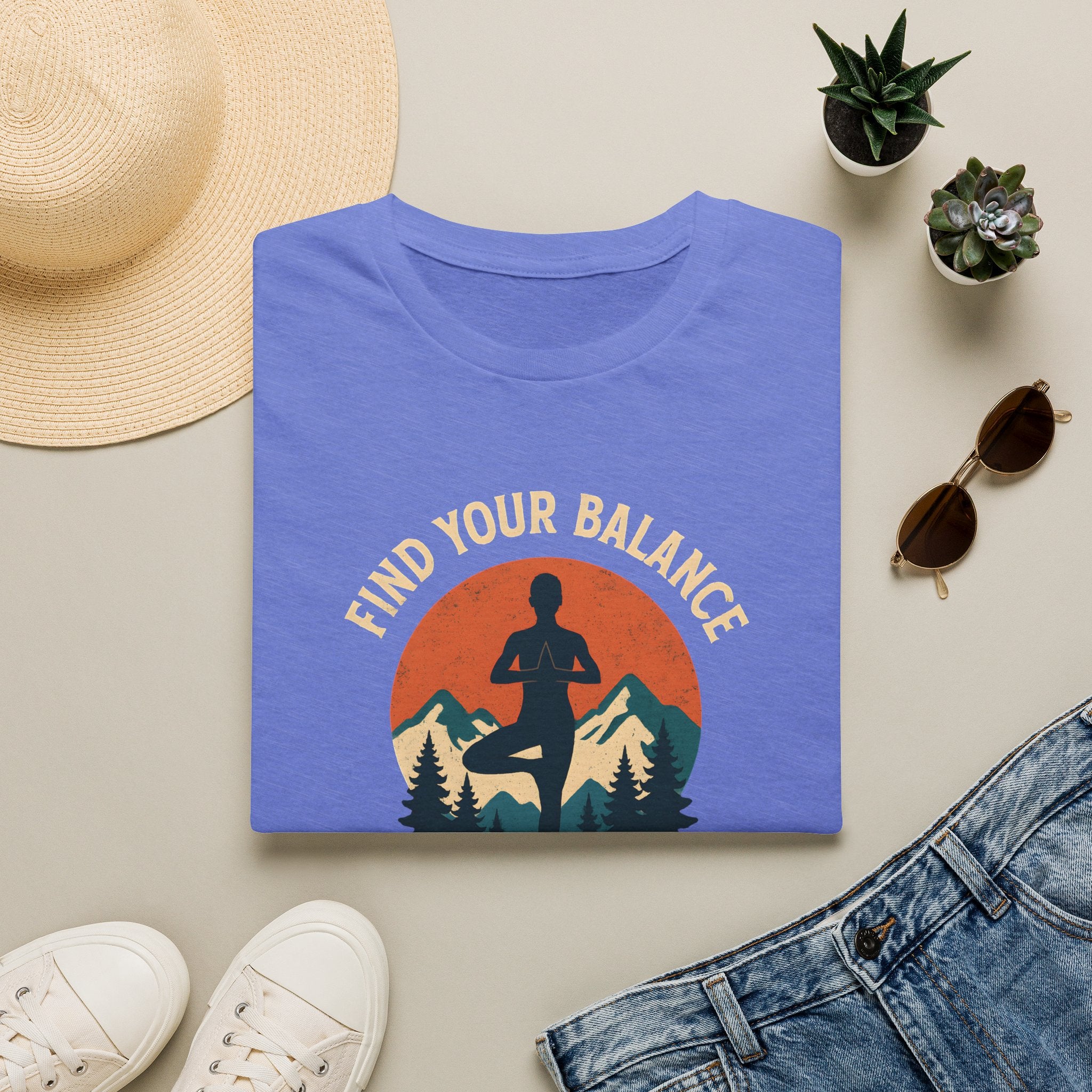 Find Your Balance Yoga T‑Shirt — Mountain Meditation Tee