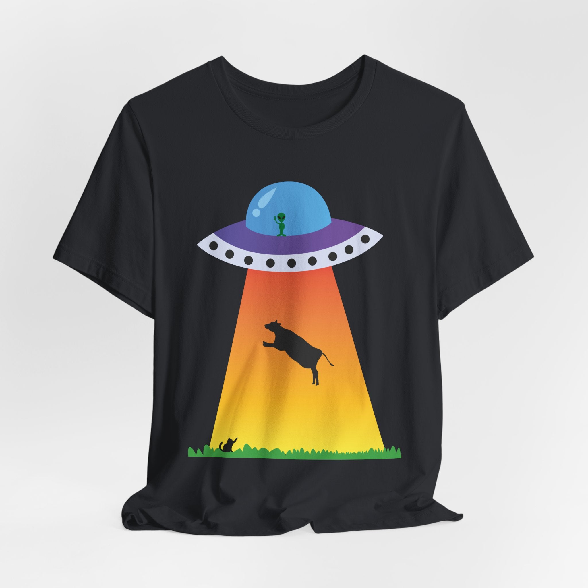 UFO Abduction Cow Tee | Alien Spaceship Tractor Beam T-Shirt