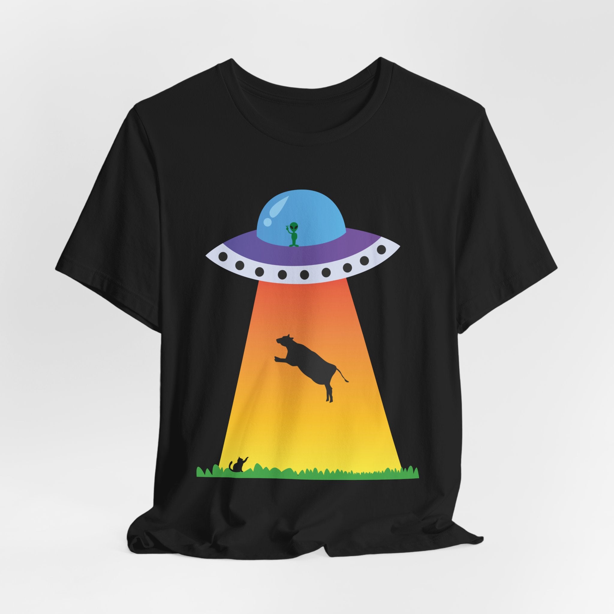 UFO Abduction Cow Tee | Alien Spaceship Tractor Beam T-Shirt