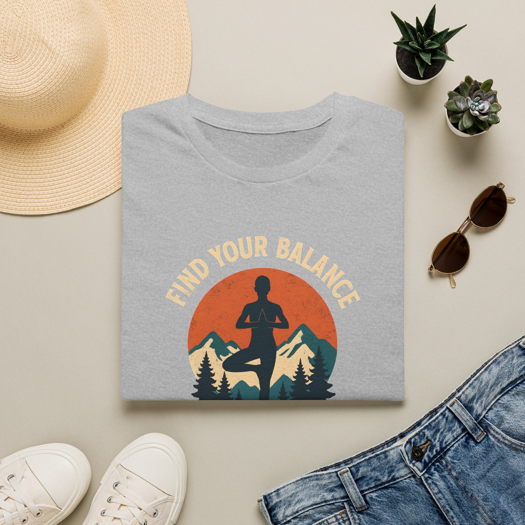 Find Your Balance Yoga T‑Shirt — Mountain Meditation Tee