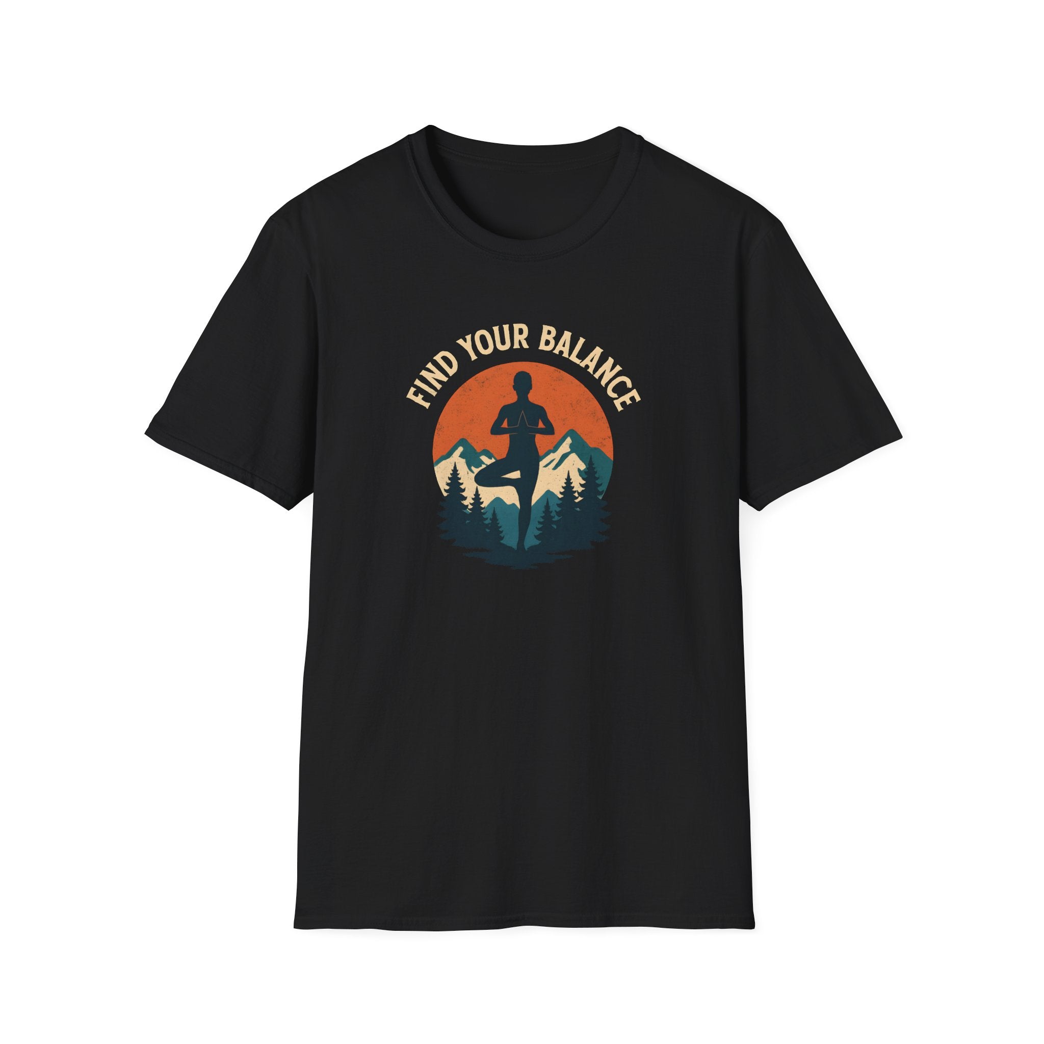 Find Your Balance Yoga T‑Shirt — Mountain Meditation Tee