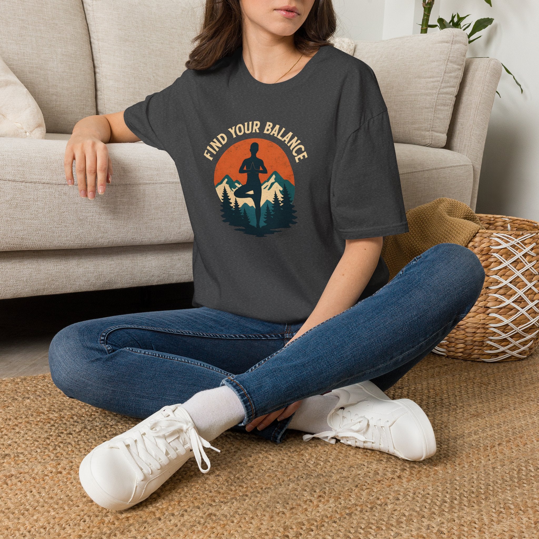 Find Your Balance Yoga T‑Shirt — Mountain Meditation Tee