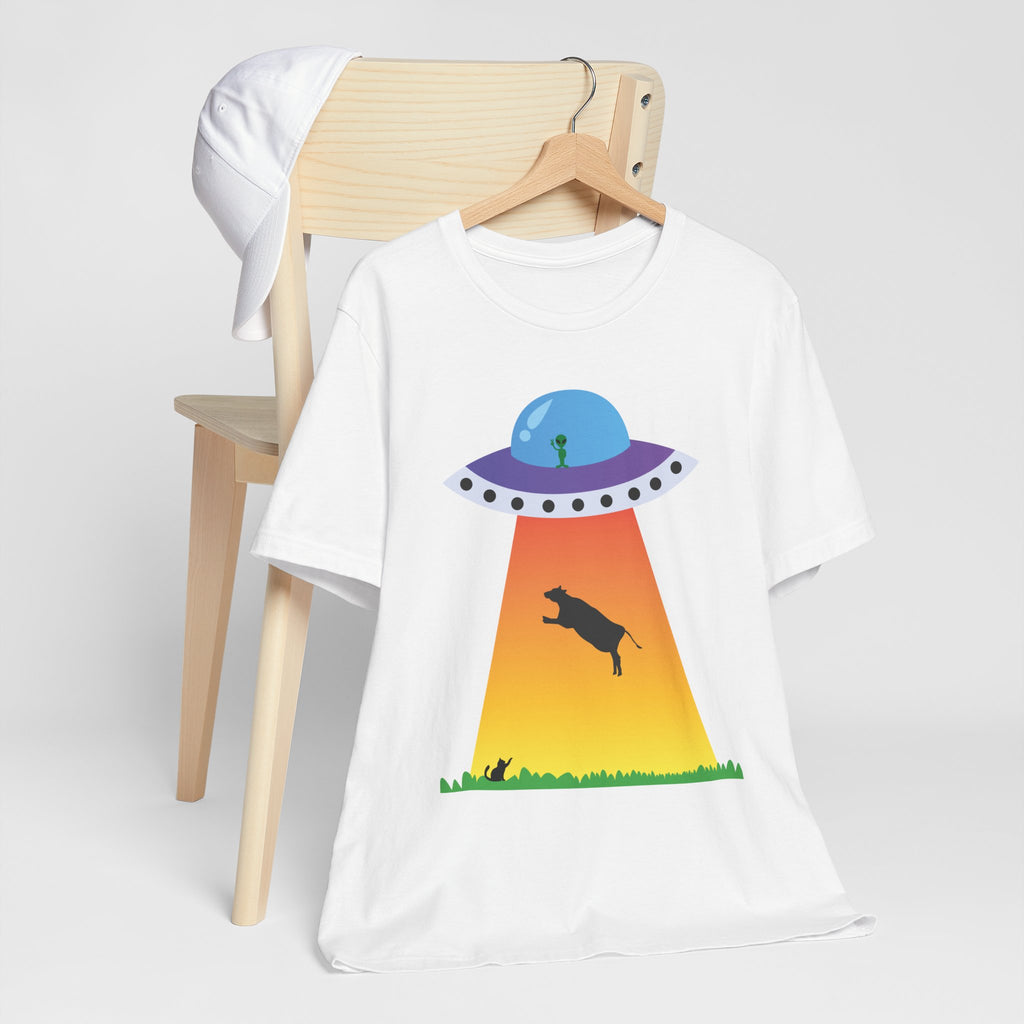 UFO Abduction Cow Tee | Alien Spaceship Tractor Beam T-Shirt