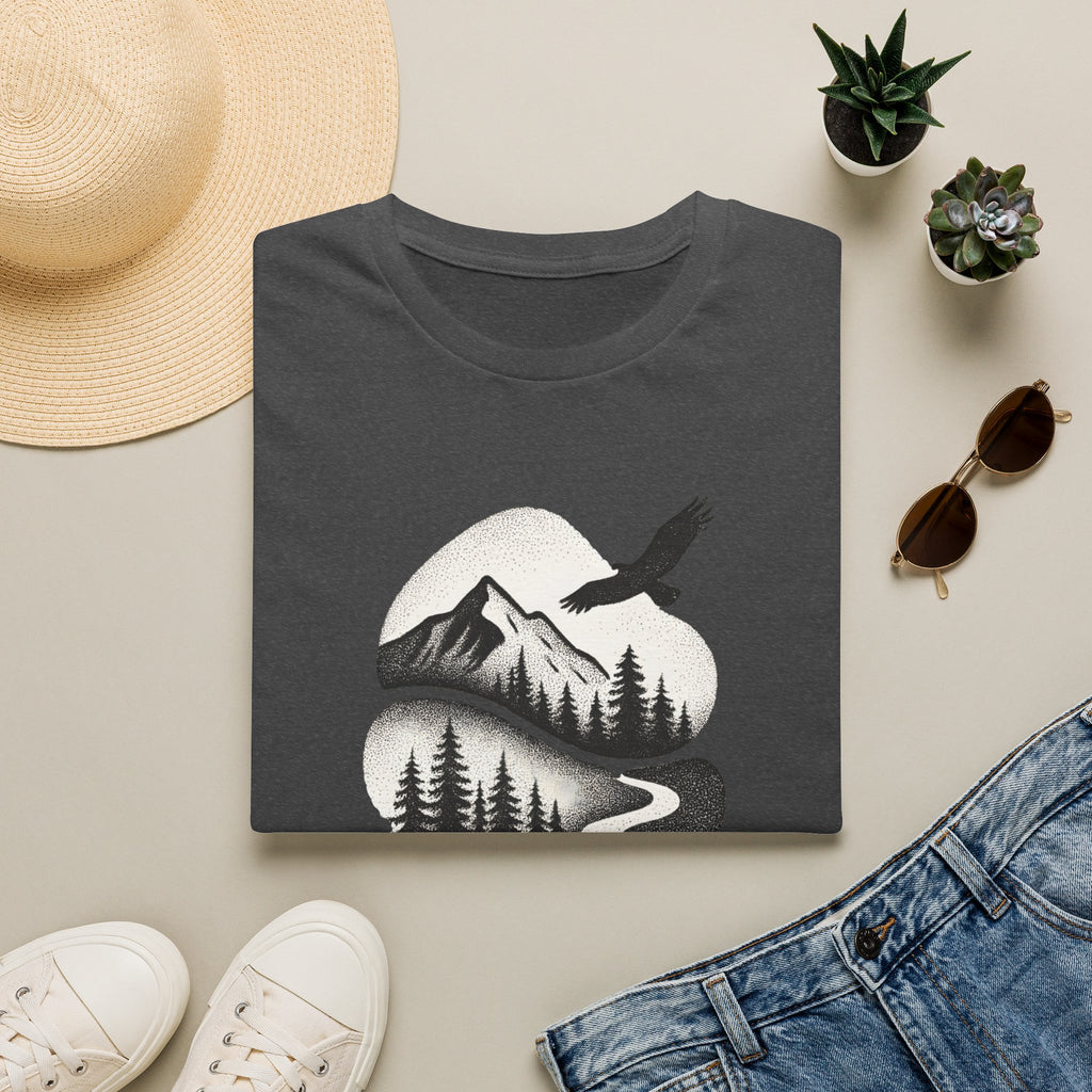 Nature Mountain Tee — Scenic Forest, Eagle & Deer Graphic T-Shirt