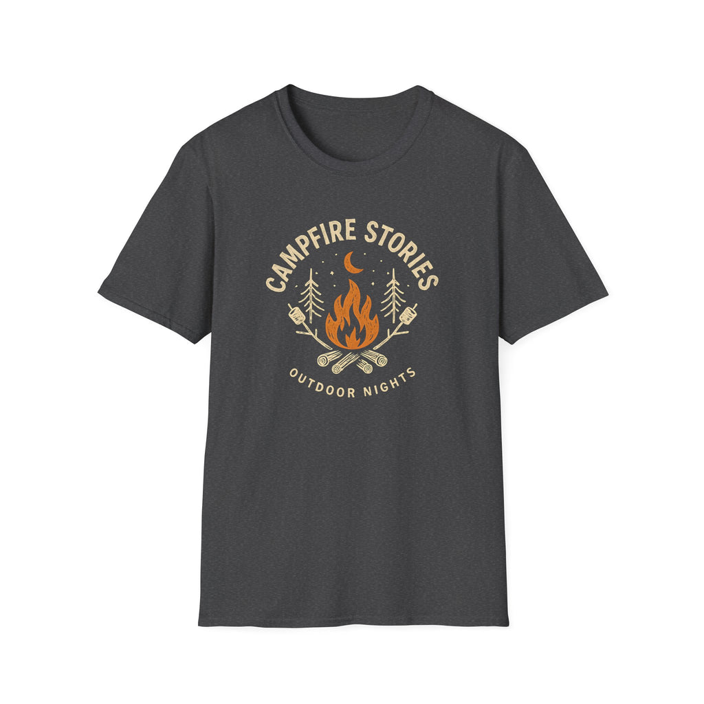 Campfire Stories T-Shirt — Cozy Retro Fire & Moon Graphic Tee