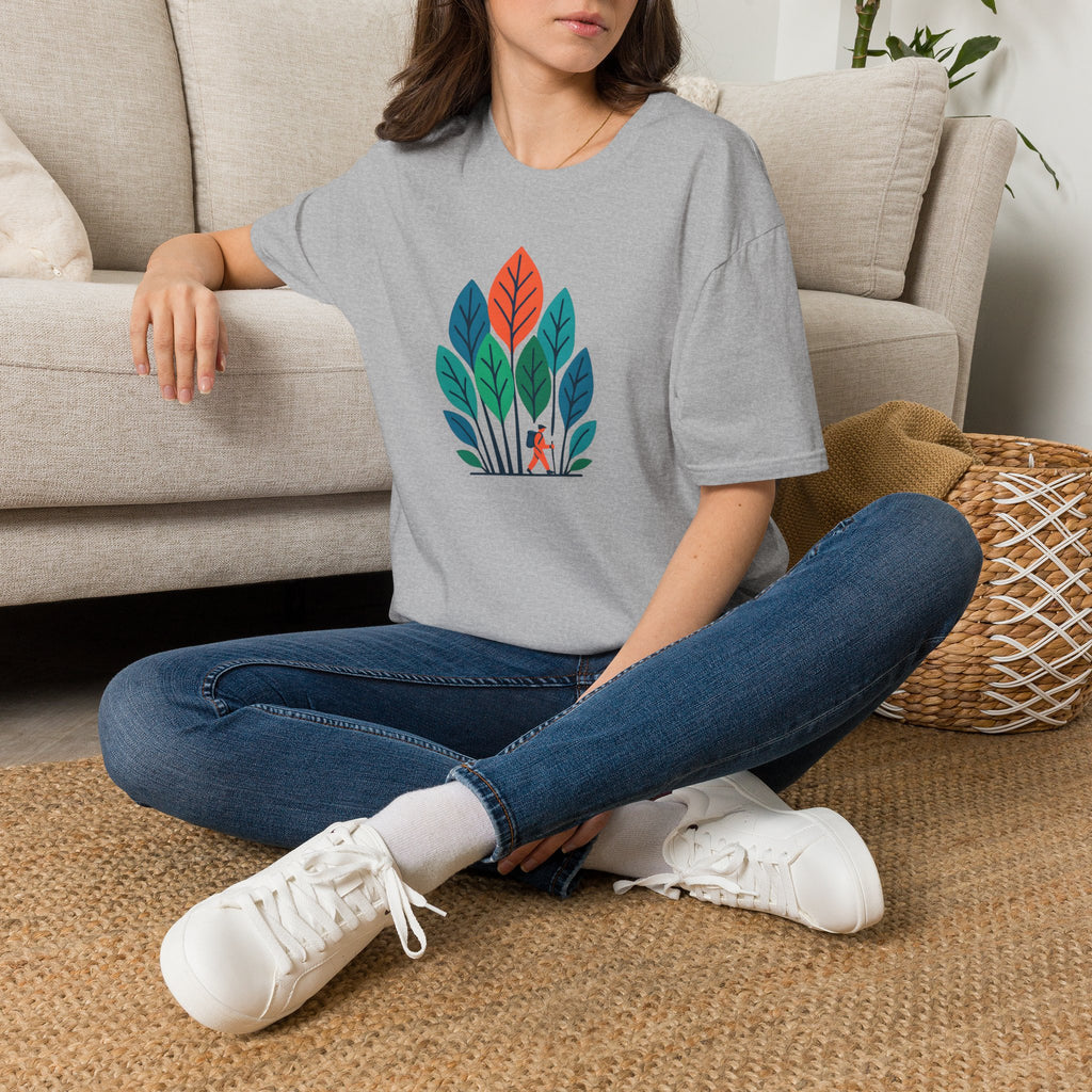Nature Walk T‑Shirt — Minimal Leaf Forest Graphic Tee