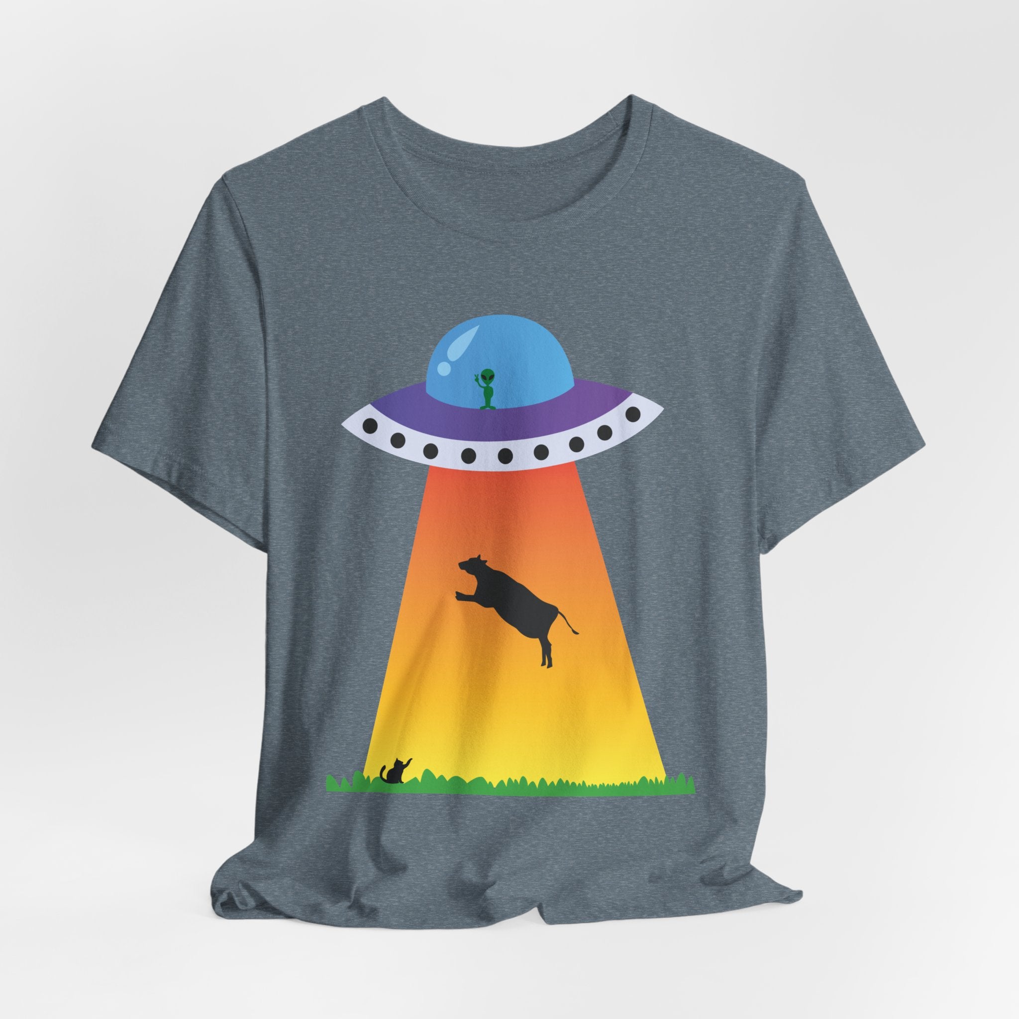 UFO Abduction Cow Tee | Alien Spaceship Tractor Beam T-Shirt
