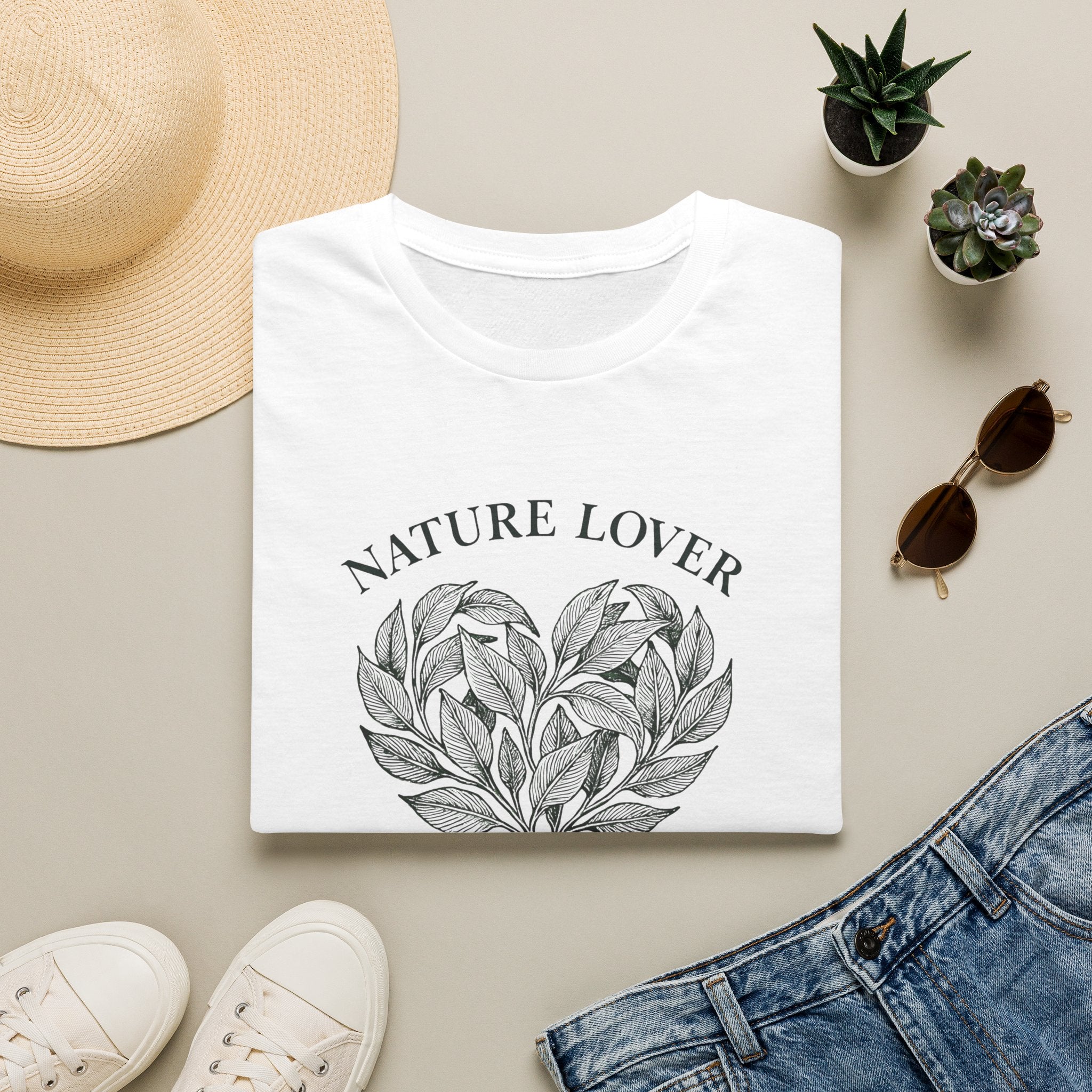 Nature Lover T-Shirt — Botanical Heart Graphic Tee