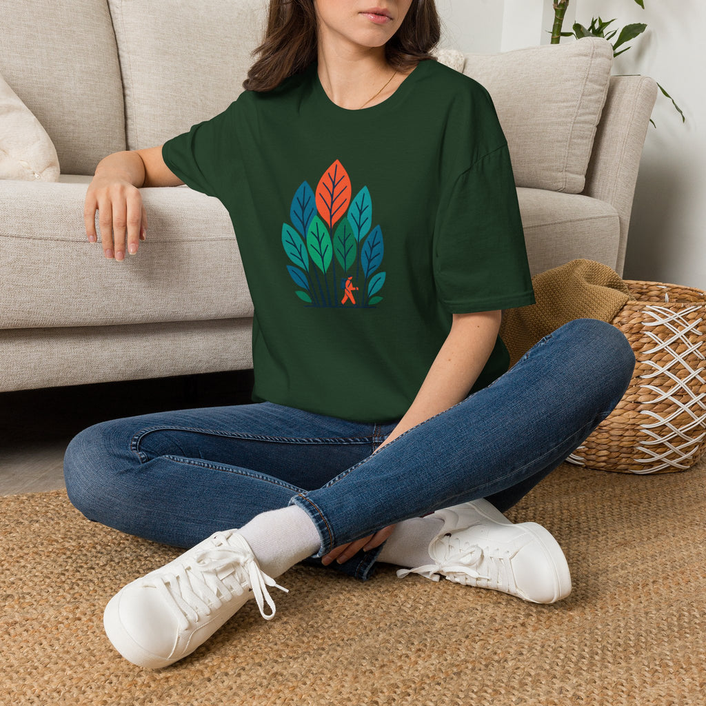 Nature Walk T‑Shirt — Minimal Leaf Forest Graphic Tee