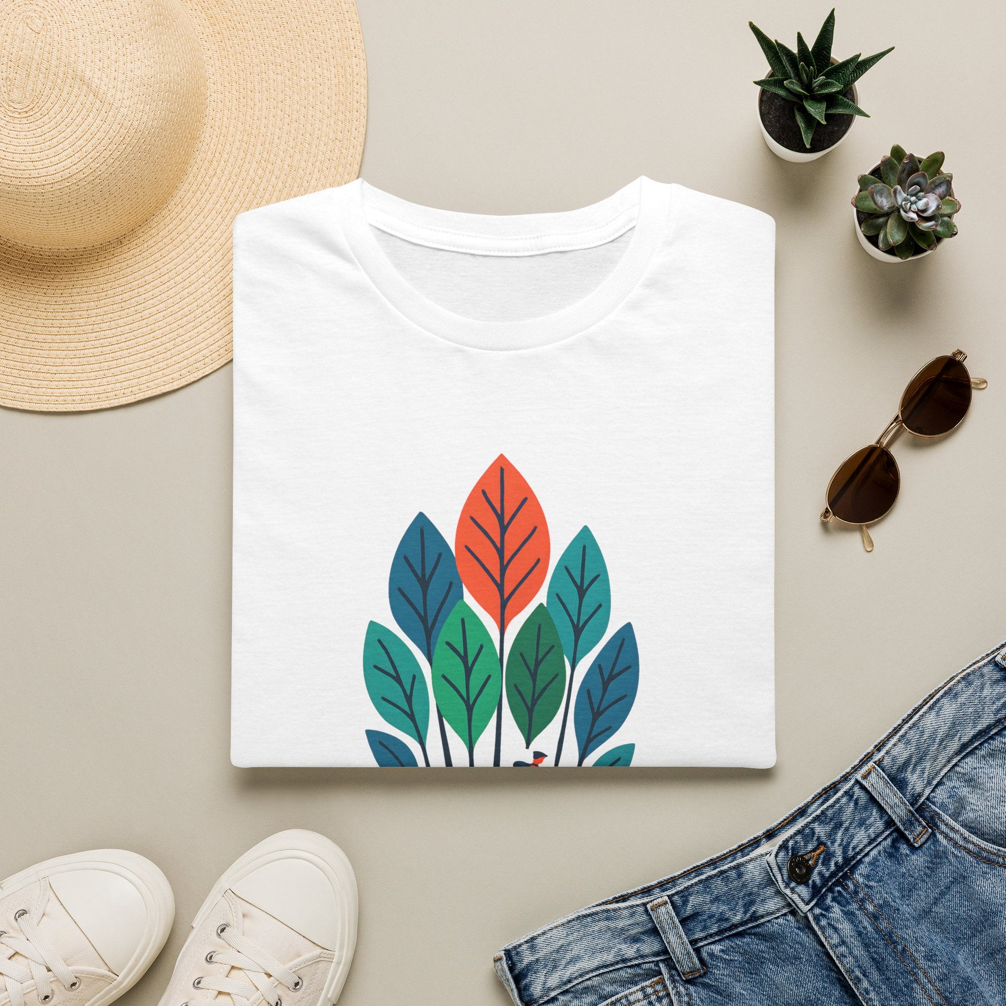 Nature Walk T‑Shirt — Minimal Leaf Forest Graphic Tee