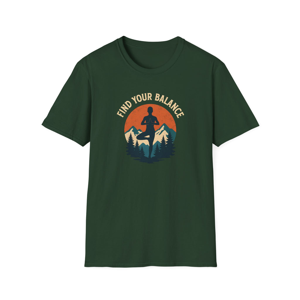 Find Your Balance Yoga T‑Shirt — Mountain Meditation Tee