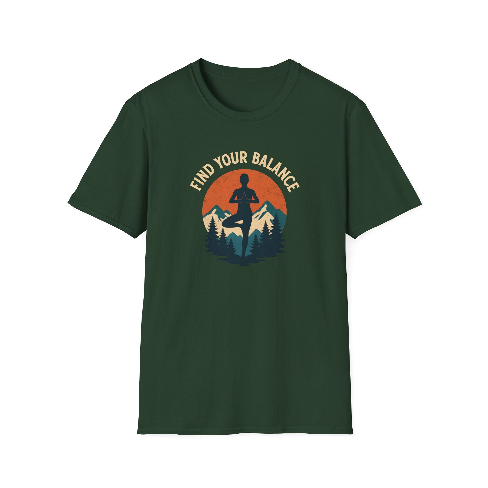 Find Your Balance Yoga T‑Shirt — Mountain Meditation Tee